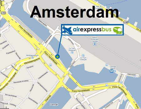 Fermata dell'Air Express Bus alla stazione di Amsterdam